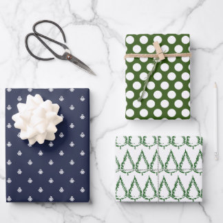 Nautical Navy and Green Wrapping Paper Sheets