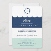 Nautical Navy And Mint Ahoy Twins Chic Baby Shower Invitation (Front)