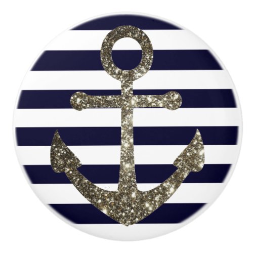 Nautical Navy and White Anchor Drawer Knobs