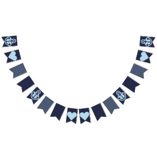 Nautical Navy and White Bunting Flags