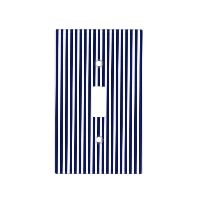 Nautical Navy and White Cabana Stripes Light Switch Cover (Front)