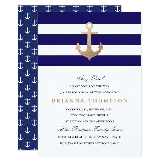 Nautical Navy Baby Shower Invitation