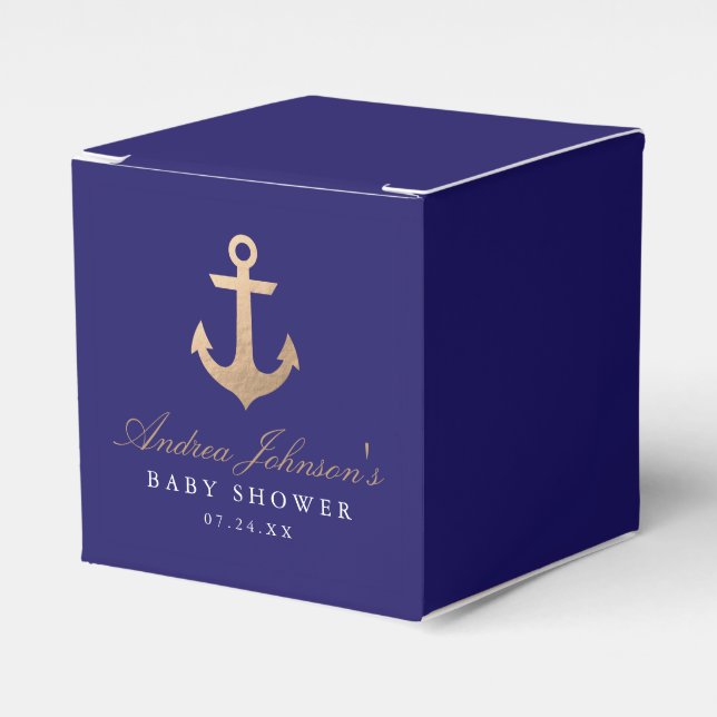 Nautical Navy Baby Shower Favor Boxes (Front Side)