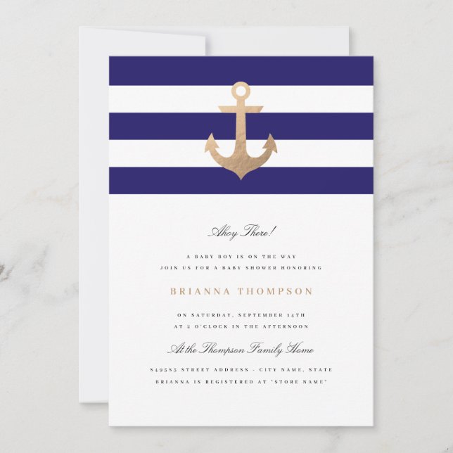 Nautical Navy Baby Shower Invitation (Front)