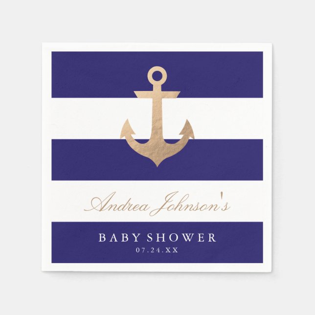 Nautical Navy Baby Shower Napkins (Front)