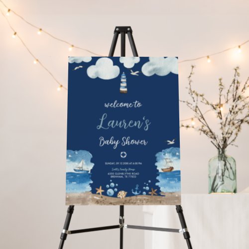 Nautical Navy Baby Shower Welcome Sign Foam Boards