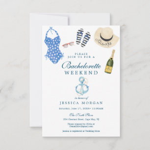Nautical Navy Bachelorette Party Itinerary Invite