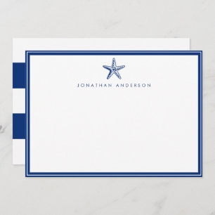 Nautical Navy Beach Starfish Note Card