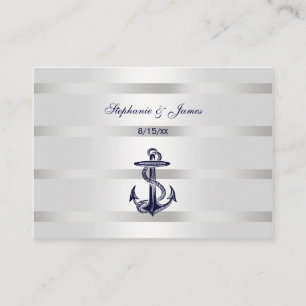 Nautical Navy Blu Anchor Silver Wt Escort Cards #2