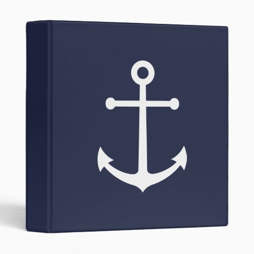 Nautical Navy Blue Anchor 3 Ring Binder