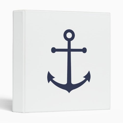 Nautical Navy Blue Anchor 3 Ring Binder