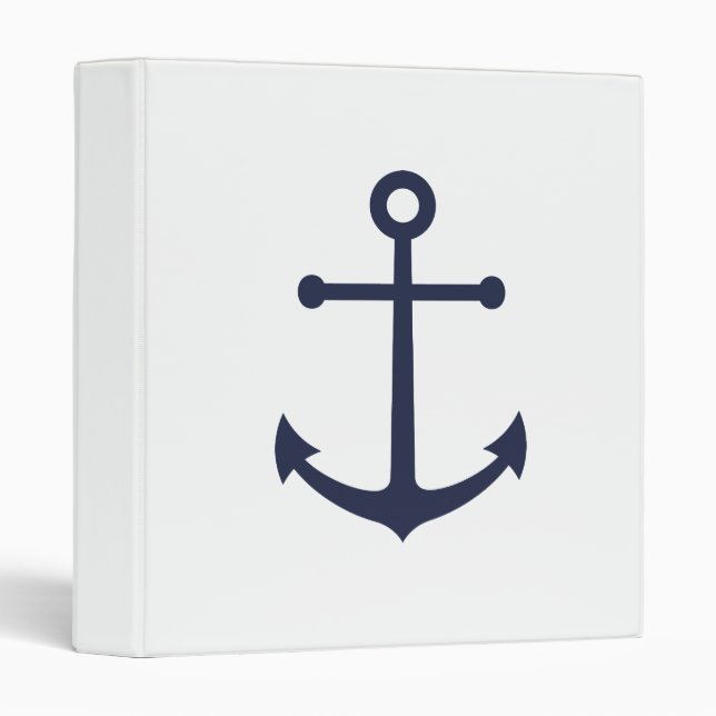 Nautical Navy Blue Anchor 3 Ring Binder (Front/Spine)