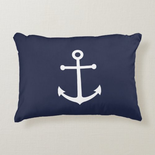 Nautical Navy Blue Anchor Accent Pillow