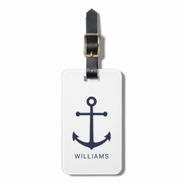 Nautical Navy Blue Anchor and Custom Name Bag Tag Nautical Navy Blue Anchor and Custom Name Bag Tag