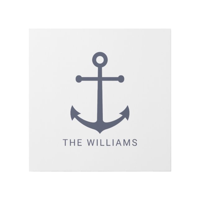 Nautical Navy Blue Anchor and Custom Name Gallery Wrap (Front)