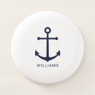Nautical Navy Blue Anchor and Custom Name Wham-O Frisbee