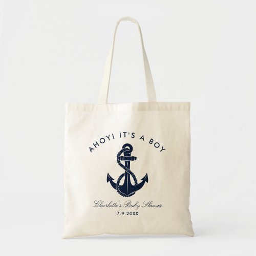 Nautical Navy Blue Anchor Baby Shower Custom Tote Bag