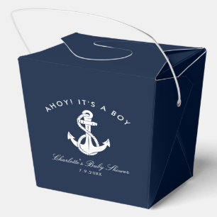 Nautical Navy Blue Anchor Baby Shower Favor Boxes