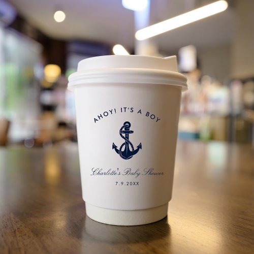 Nautical Navy Blue Anchor Baby Shower Paper Cups