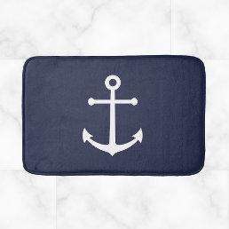 Nautical Navy Blue Anchor Bath Mat