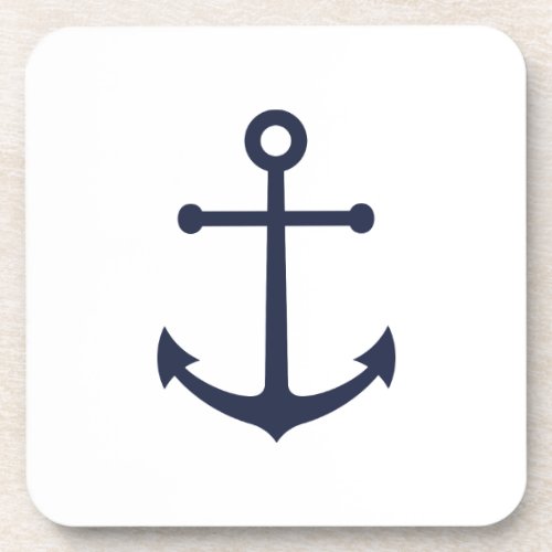 Nautical Navy Blue Anchor Beverage Coaster