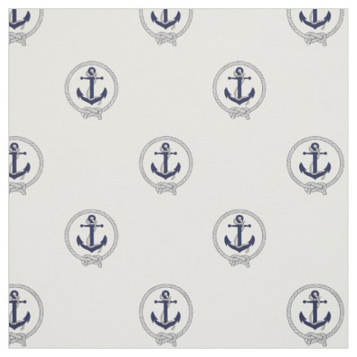 Nautical Navy blue anchor/blue seaman's knot Fabric