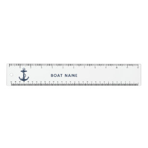 Nautical Navy Blue Anchor Boat Captain Custom Ruler