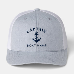Nautical Navy Blue Anchor Boat Name Captain