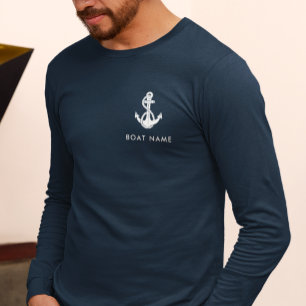 Nautical Navy Blue Anchor Boat Name Crew Custom T-Shirt