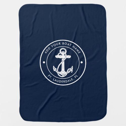 Nautical Navy Blue Anchor Boat Name Custom