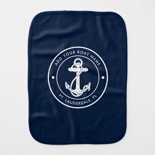 Nautical Navy Blue Anchor Boat Name Custom