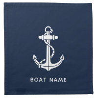 Nautical Navy Blue Anchor Boat Name Custom