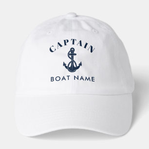Nautical Navy Blue Anchor Boat Name Custom Hat