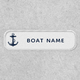 Nautical Navy Blue Anchor Boat Name Custom Patch