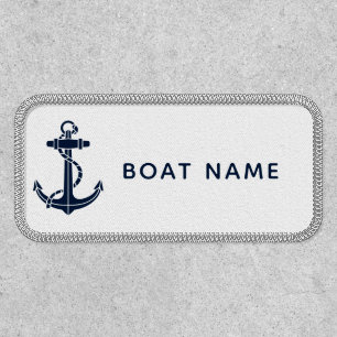 Nautical Navy Blue Anchor Boat Name Custom Patch