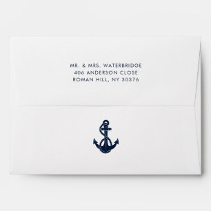 Nautical Navy Blue Anchor Boat Name Envelope
