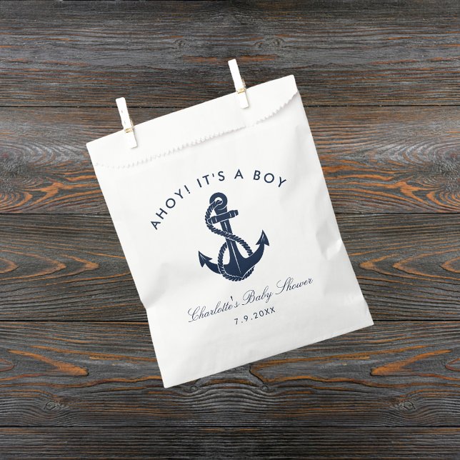 Nautical Navy Blue Anchor Boy Baby Shower Favor Bag (Nautical Anchor Navy Blue Boy Baby Shower Favor Bag)