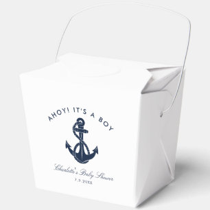 Nautical Navy Blue Anchor Boy Baby Shower Favor Boxes