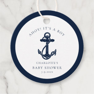 Nautical Navy Blue Anchor Boy Baby Shower Favor Tags