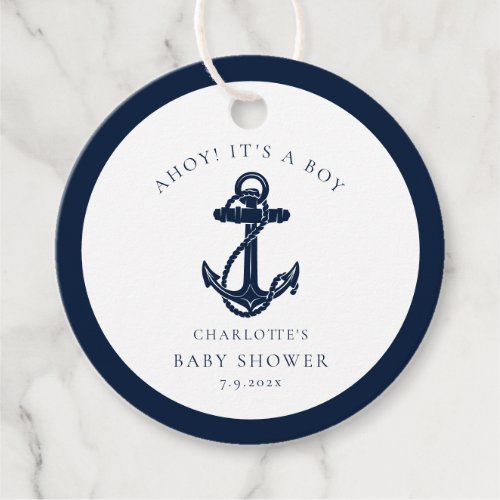 Nautical Navy Blue Anchor Boy Baby Shower Favor Tags
