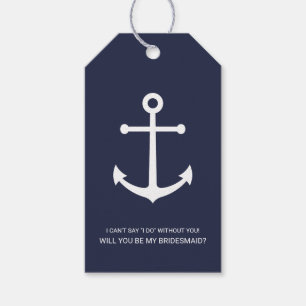 Nautical Navy Blue Anchor Bridesmaid Proposal Gift Tags