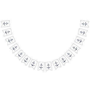 Nautical Navy Blue Anchor Bunting Flags