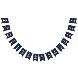 Nautical Navy Blue Anchor Bunting Flags