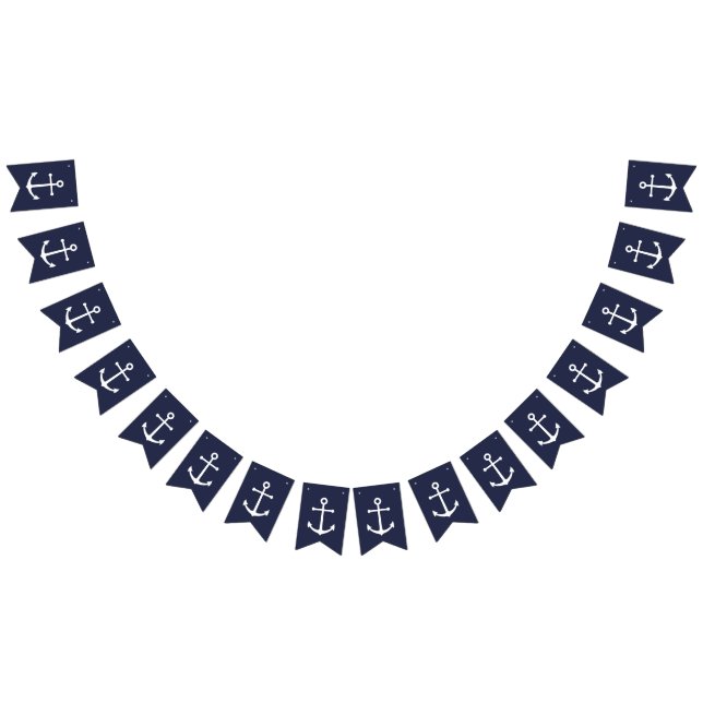Nautical Navy Blue Anchor Bunting Flags (All)