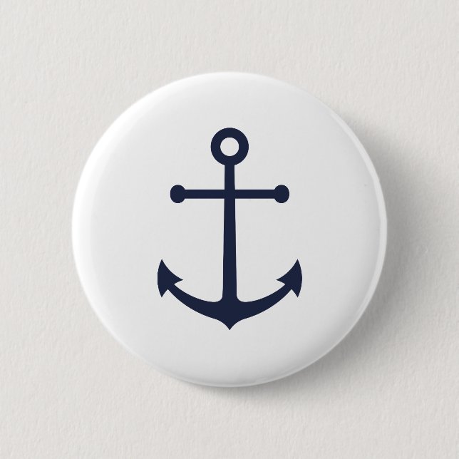 Nautical Navy Blue Anchor Button (Front)