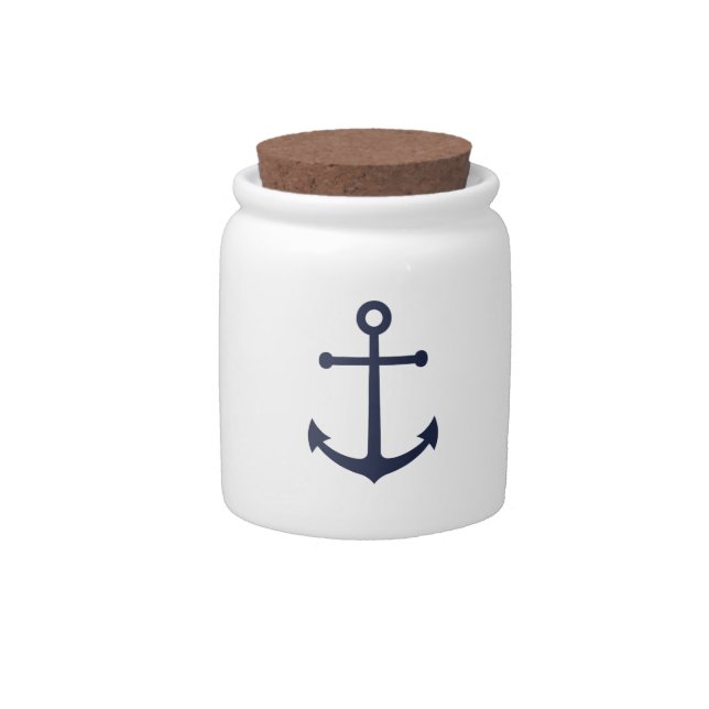 Nautical Navy Blue Anchor Candy Jar (Front)