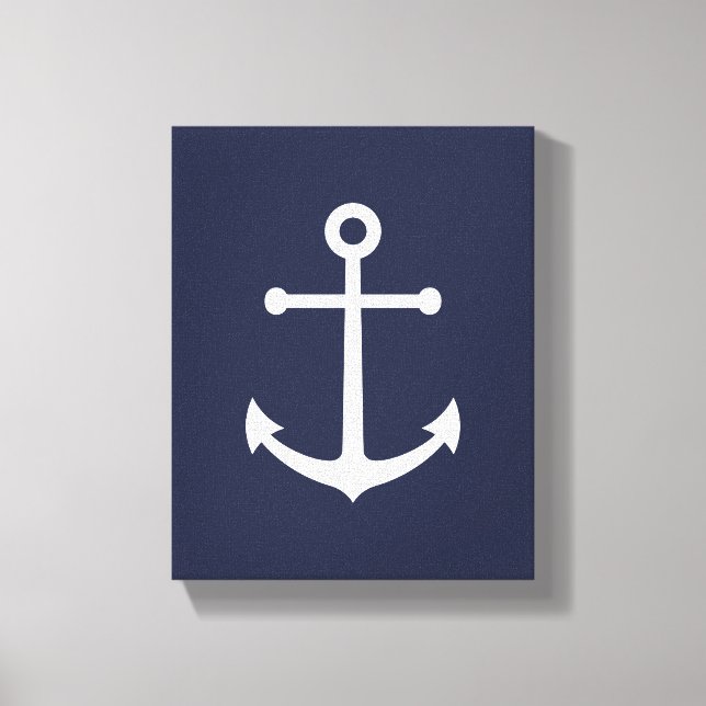 Nautical Navy Blue Anchor Canvas Print (Front)