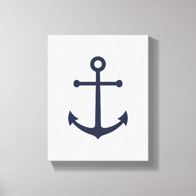 Nautical Navy Blue Anchor Canvas Print (Front)