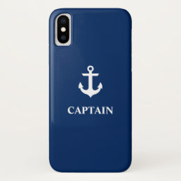Nautical Navy Blue Anchor Captain iPhone X Case