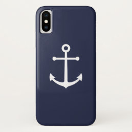 Nautical Navy Blue Anchor iPhone X Case